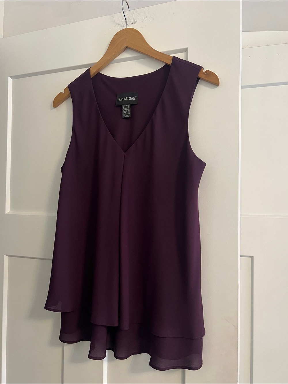 Frank Lyman Design Plum Layered V-Neck Sleeveless Top